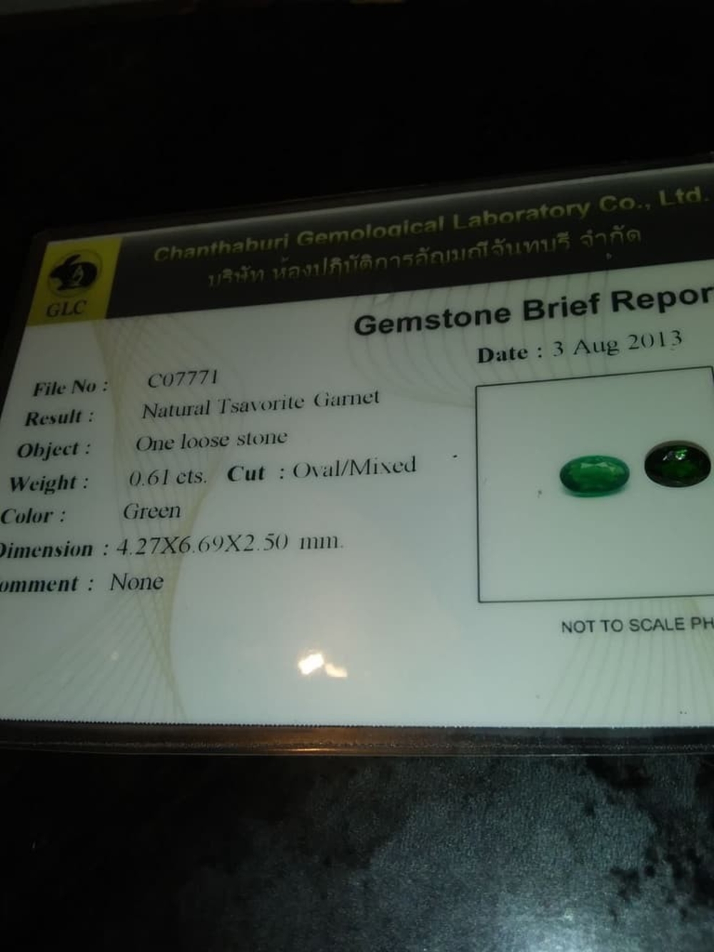 Lab Certified .61 Oval DEEP GREEN Tsavorite Garnet - Picture 2 of 5